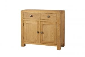 Avon oak 2 drawer sideboard. Contemporary and Quirky Waxed Oak with smooth edges. with square rustic knobs above. DAV003