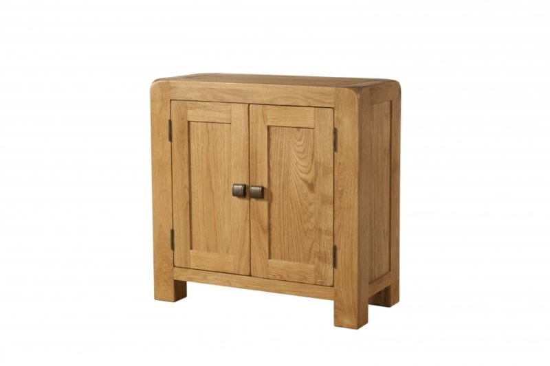 Avon Oak small 2 door cabinet. Contemporary and Quirky Waxed Oak with smooth edges. DAV007