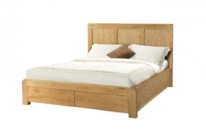 Avon Oak 5ft King size bed - end drawers. medium waxed oak DAV38