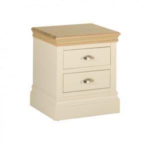 lundy painted 2 drawer bedside chest solid chunky moulded oak top, painted deep chunky moulded plinth various colours and handle options available LB20