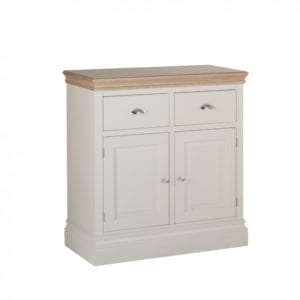 Lundy Painted 2 Drawer sideboard. with chrome cup handles. solid chunky moulded oak top, painted deep chunky moulded plinth various colours and handle options available LS20