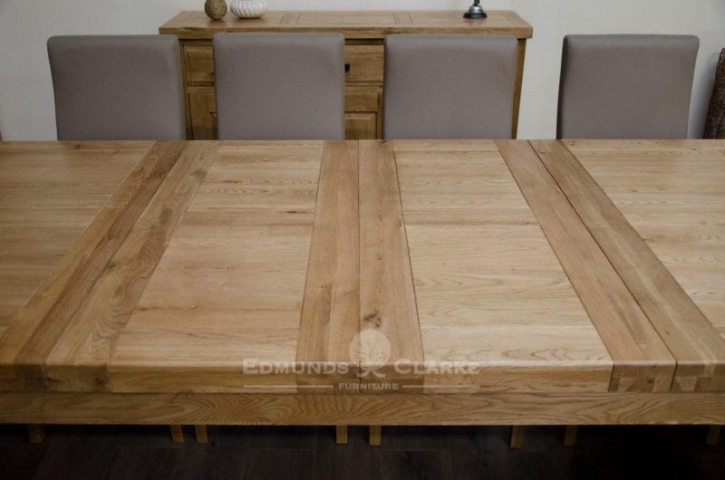 Melford Solid Oak 2400 Extending Dining Table showing 2 50cm leaves open DLX2400EXT