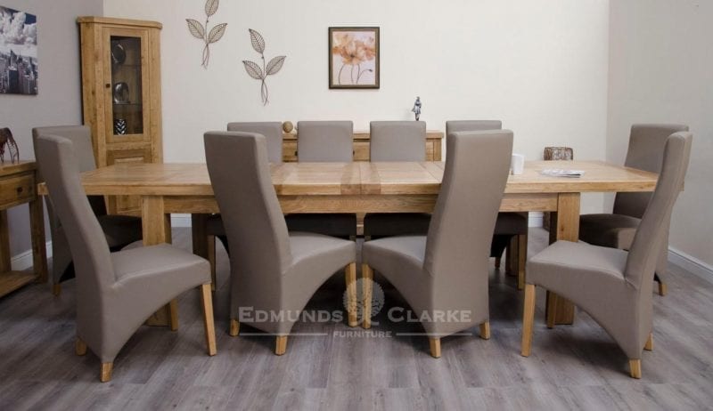 Melford Solid Oak 2400 Extending Dining Table chunky, two leaves that store underneath will sit 8 to 12 people comfortably DLX2400EXT