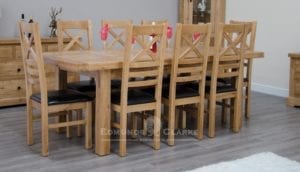 Melford Solid Oak Large Extending Dining Table 180cm chunky, two leaves that store underneath will sit 6 to 10 people comfortably DLX1800EXT