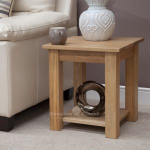 Bury Solid Oak Lamp Table with shelf