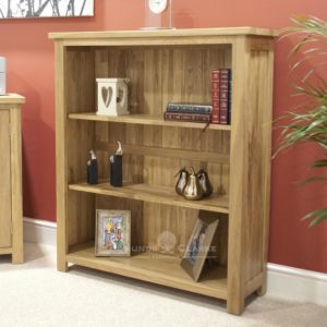Bury small oak bookcase. 2 adjustable shelves. square feet perfect for small areas