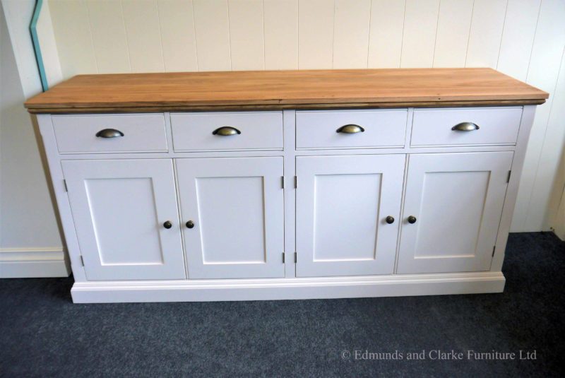 Edmunds 6ft Painted Sideboard with moulded oak top, 4 drawer and 4 doors. choice of handles. EDM033