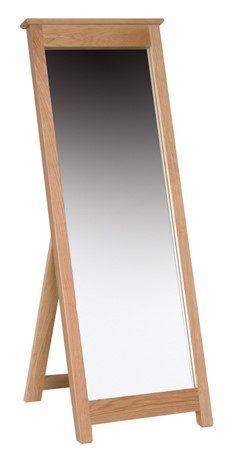 Norwich Oak Cheval Mirror. Floor standing mirror in oak with oak capping. Contemporary shaker style with clean lines. NNM40
