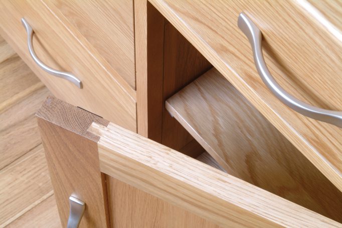Image showing internal shelf on a piece of Norwich Oak furniture by Edmunds & Clarke Furniture