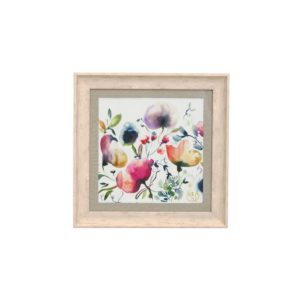 Voyage Maison Ambra Framed Art SQUARE BIRCH frame. colourful watercolour flowers on white background