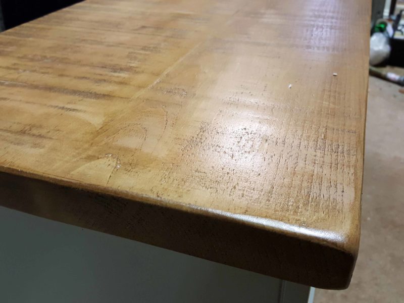 Image showing rustic sawn pine top finished in a stripped pine colour wax
