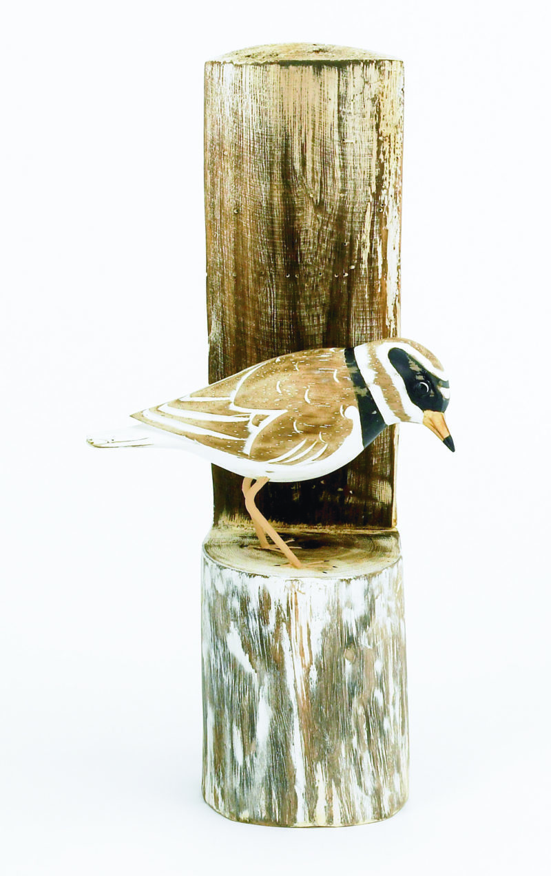 Archipelago Plover Post Wood Carving. D356Plover on its own post hand carved and painted. Fairtrade