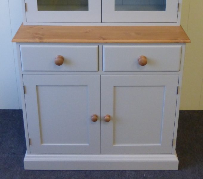 Plain fully glazed dresser. picture cropped to show plain detailing on doors