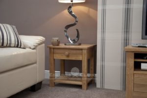 solid oak one drawer lamp table with shelf below