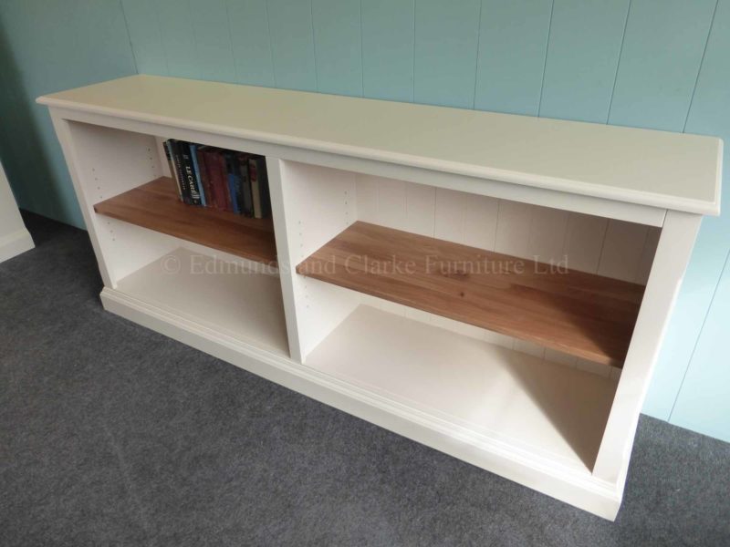 Low wide painted bookcase