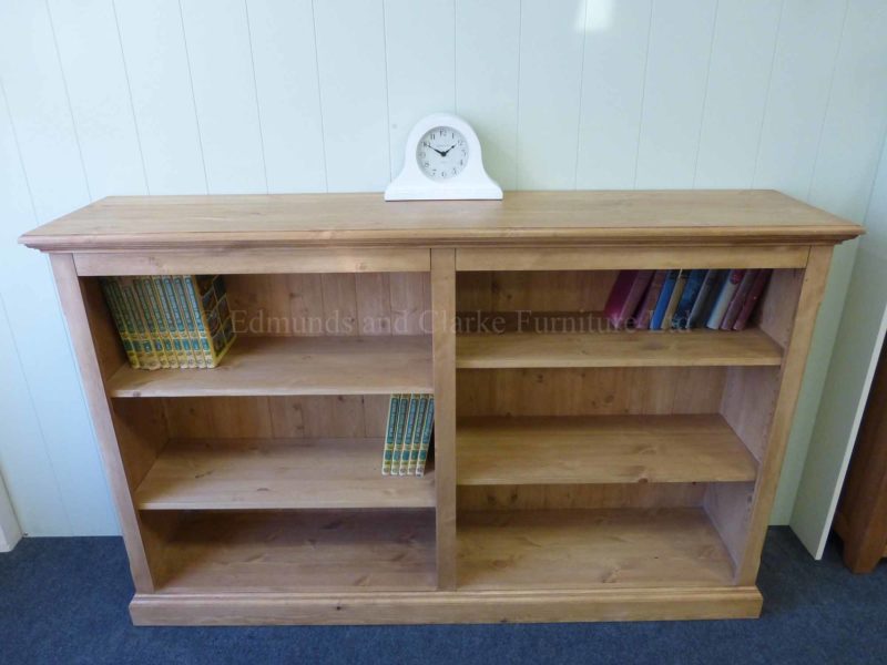 Edmunds twin waxed pine bookcase with four adjustable shelves