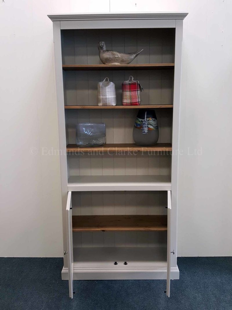 Edmunds painted two door bookcase adjustable shelves