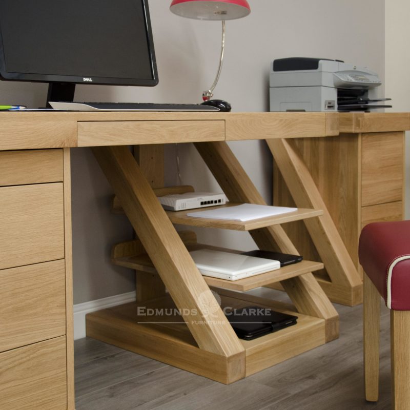 z designer large solid oak computer desk