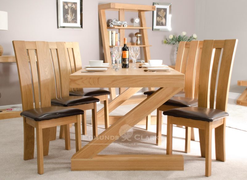 Solid oak dining table Z shaped Z6X3T