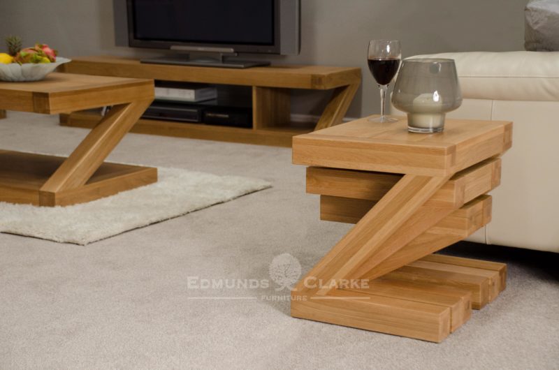 Z designer solid oak nest of 3 tables Z shape ZNEST