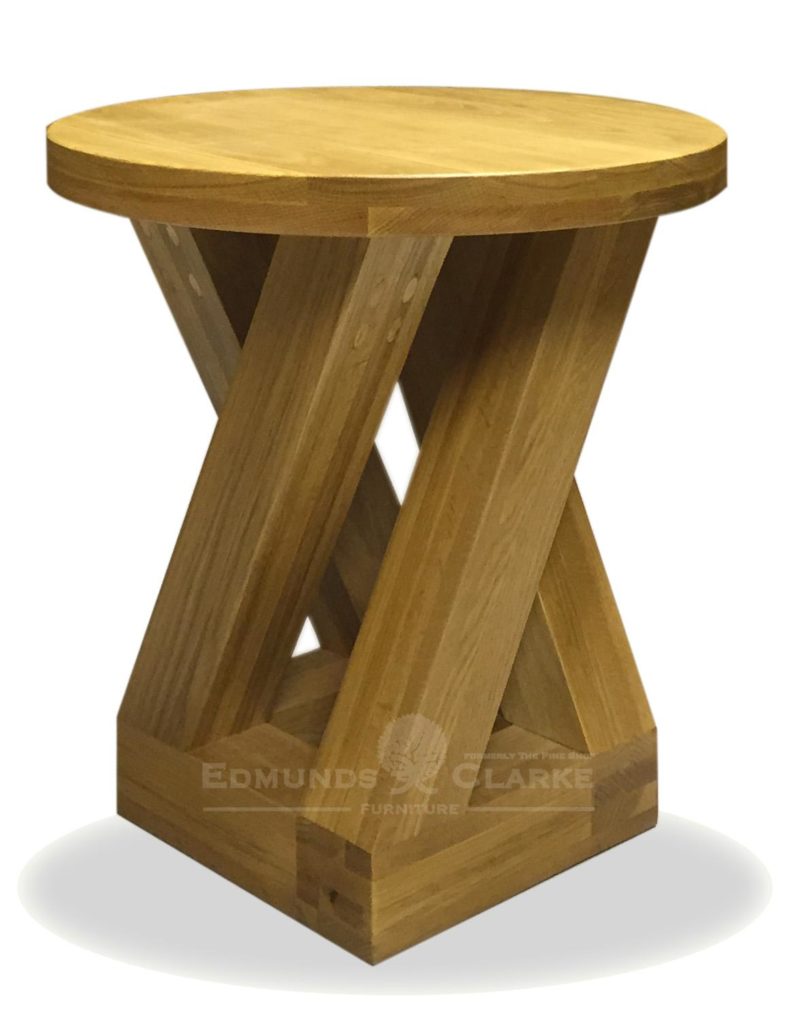 Z designer solid oak 4 leg lamp table round with Z square legs ZRND4LT