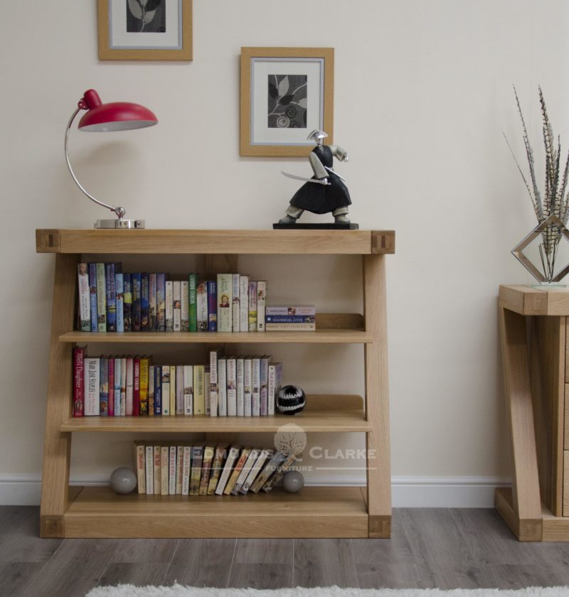 ZSBC designer shaped furniture solid oak bookcase with three shelves