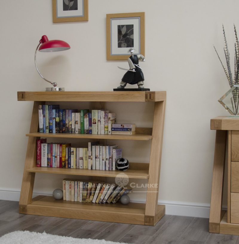 Solid oak Z shape bookcase 3 shelves for books ZSBC