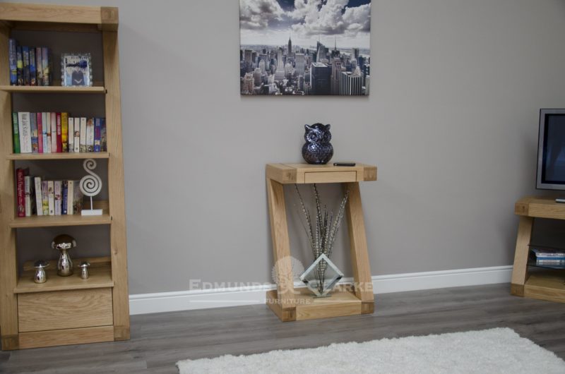 Z designer solid oak small console table with single drawer ZSMHT