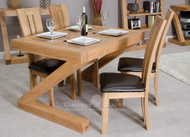 Dining table 4' x 3' solid oak designed in the shape of a Z Z4x3T