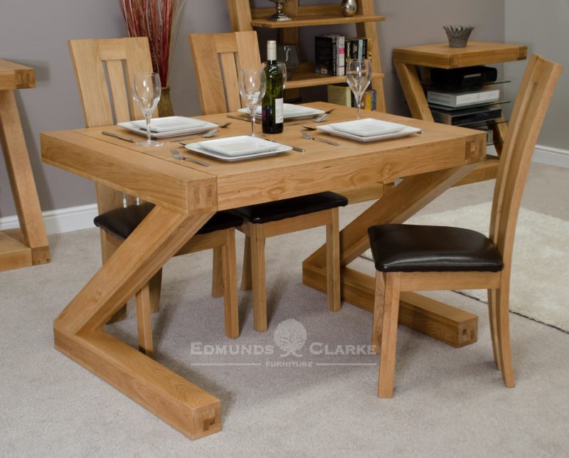 Z shape solid oak designer small dining table Z4x3T