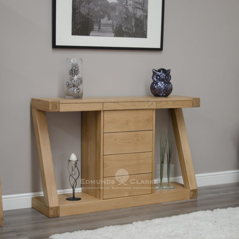 Z designer solid oak console table with four central drawer ZWDHT+D