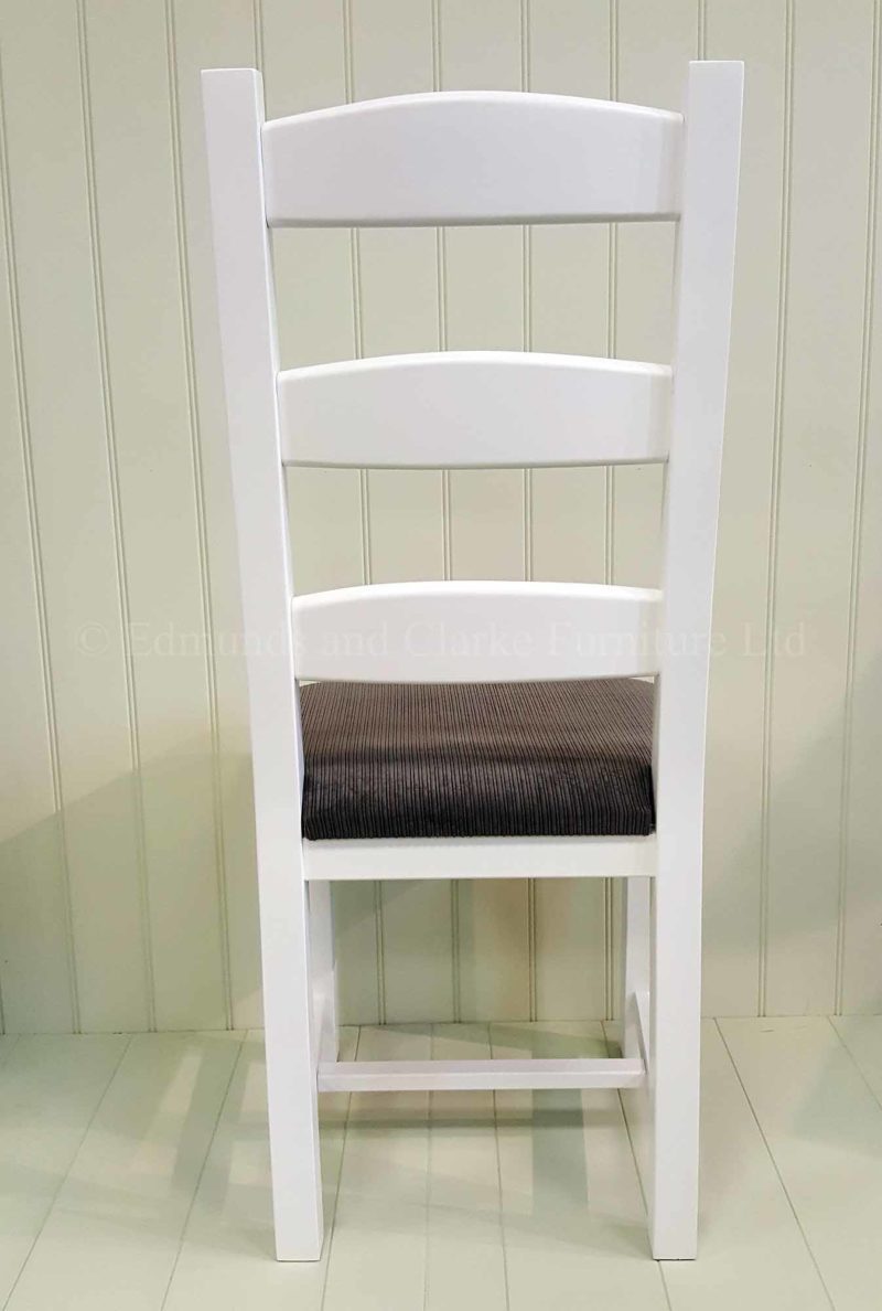 Amish painted white dining chair with grey seat pad