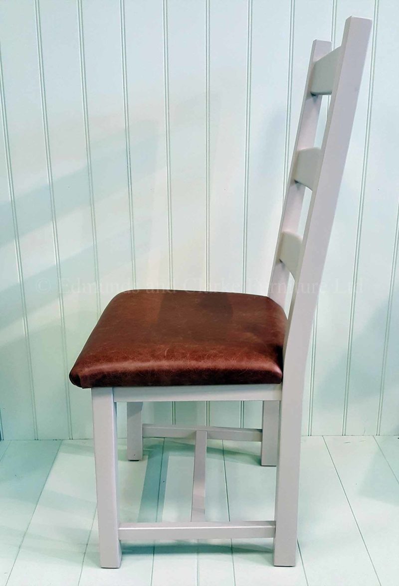 Amish painted side chair with real leather seat pad, choose your paint colour