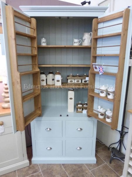Pantry style larder cupboard 2 door and 4 pan size drawers