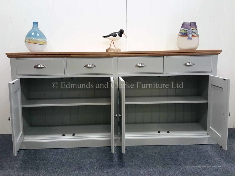 Grey painted sideboard with oak top, choose your paint colour and tops