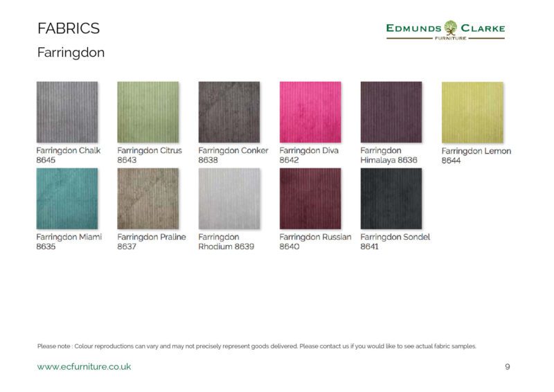 Farringdon fabric swatches for our range of Edmunds dining chairs