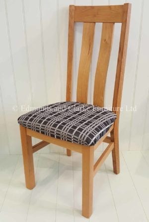 Edmunds Harris Oak Dining Chair, available a s fabric seat pad or standard oak seat various seat pads