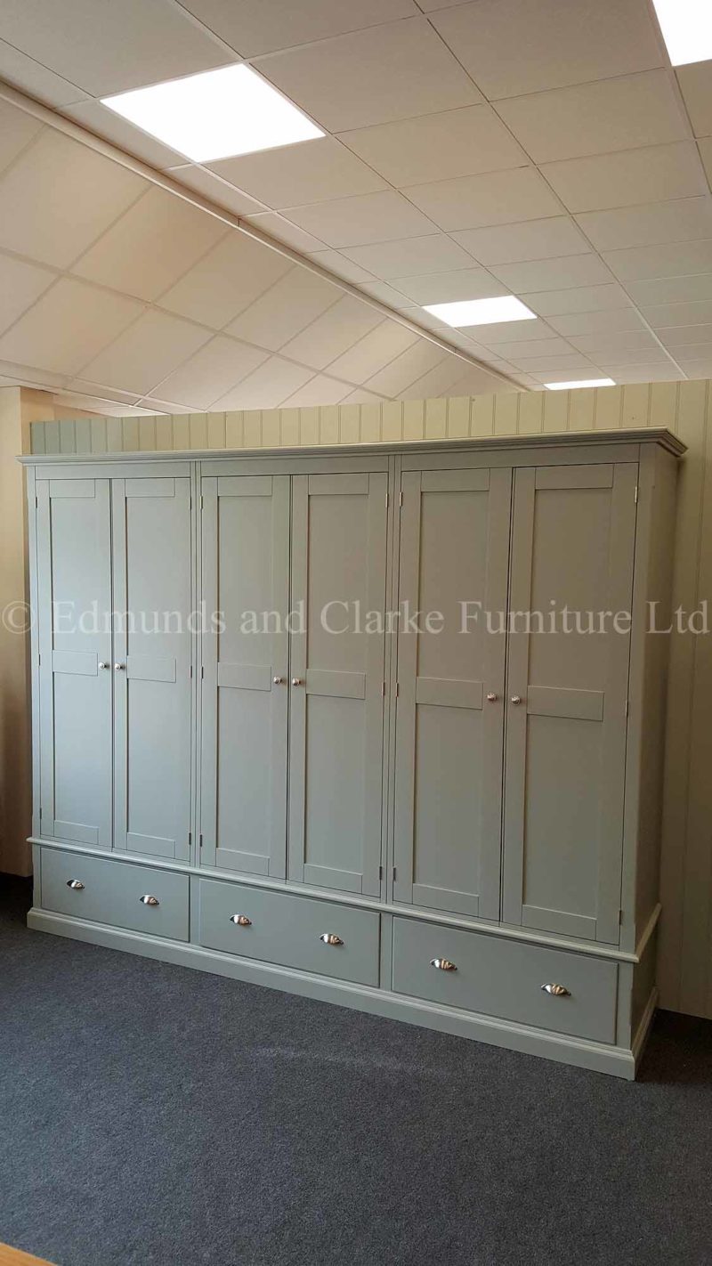 6 door painted wardrobe with 3 drawers below, can be made to measure
