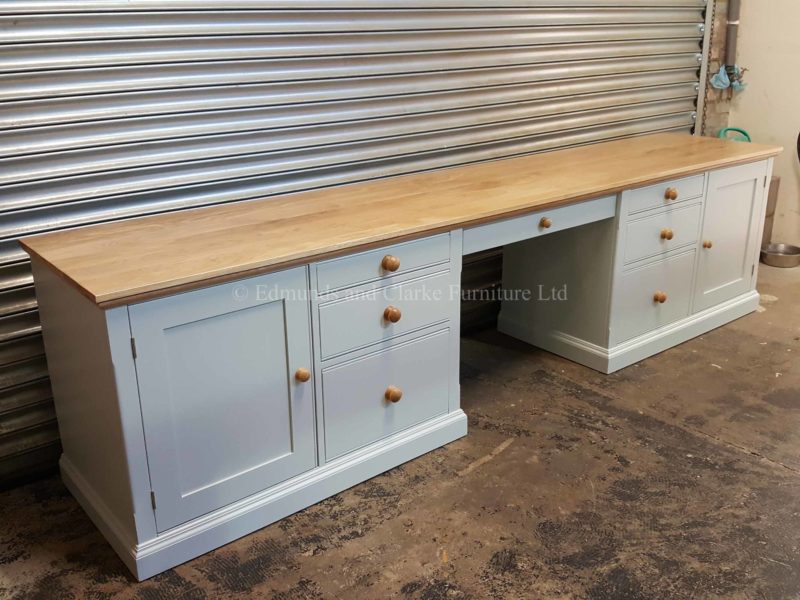 made to measure huge desk painted with oak top
