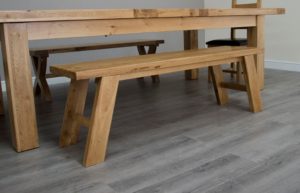Melford Solid Oak kitchen Bench smooth thick oak top with shaker style legs. matches perfect with our Melford Dining Tables DLXSTB