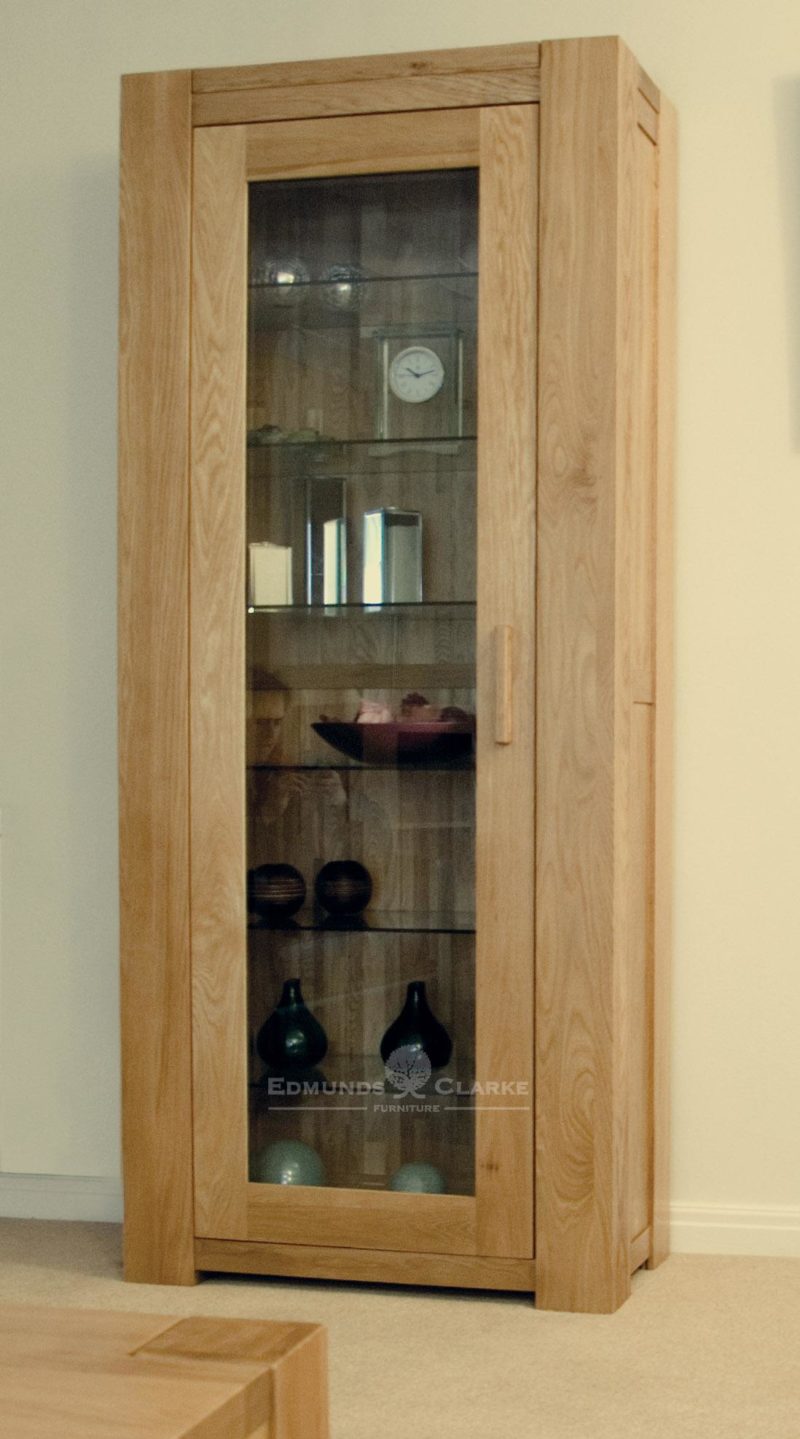 Chunky style solid oak glazed display cabinet newmarket