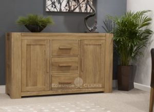 Newmarket large sideboard chunky square edge design 3 drawers in middle with door either side