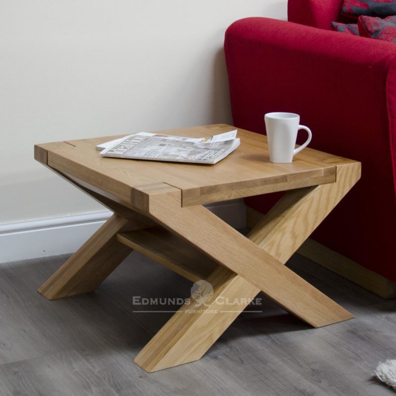 2' x 2' solid oak cross leg coffee table Newmarket