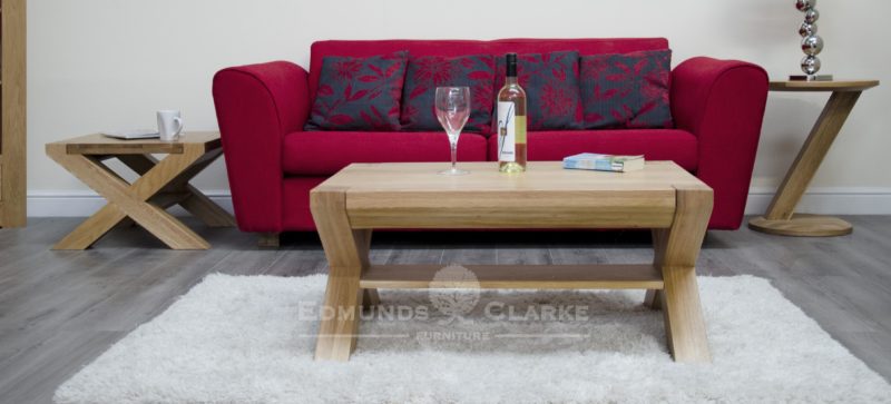 3' x 2' cross leg coffee table solid oak Newmarket