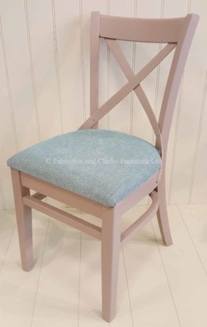 cross back Dining Chair - painted with fabric pad. many pads to choose from.