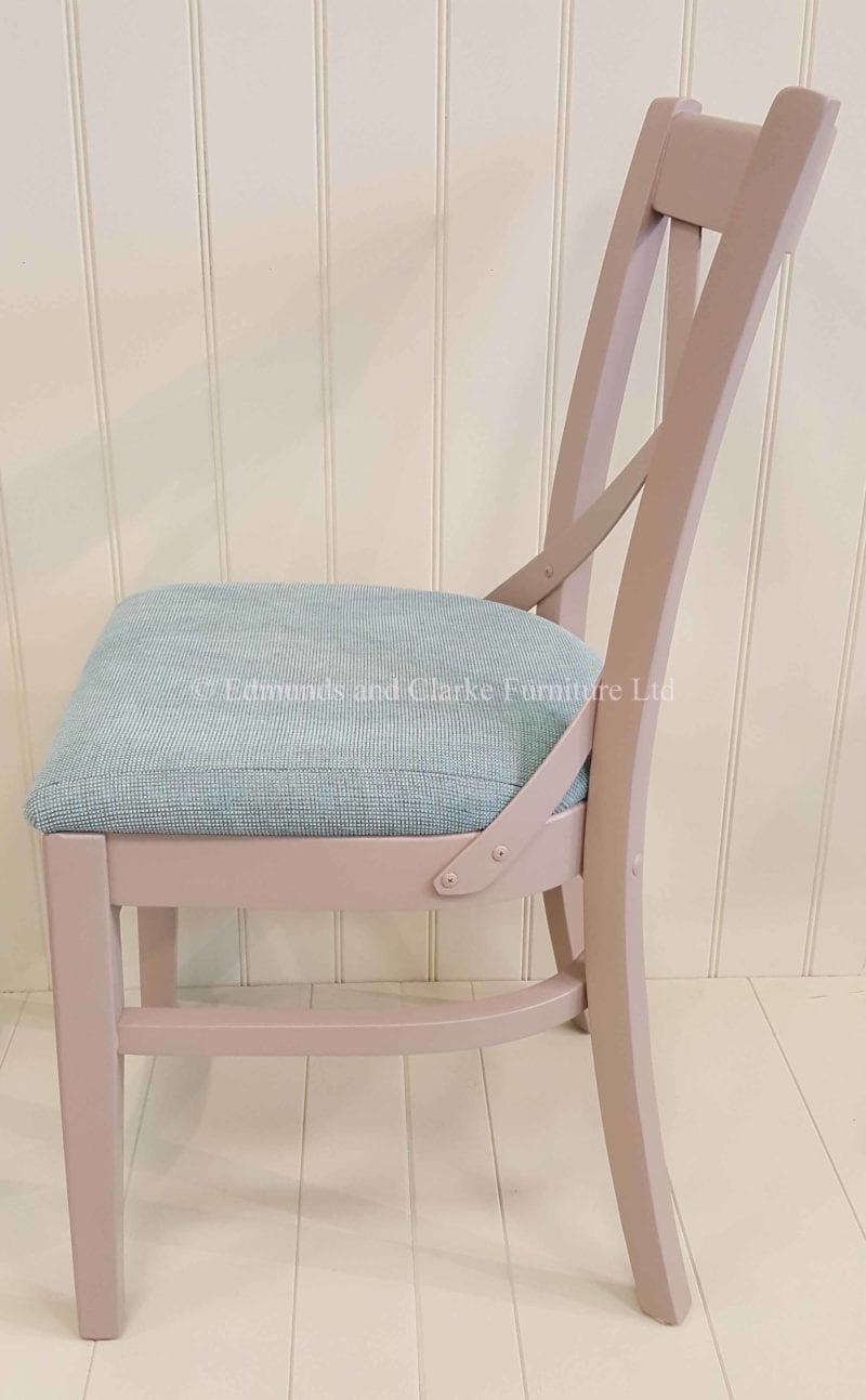 Oxford dining chair painted with fabric seat pads x back
