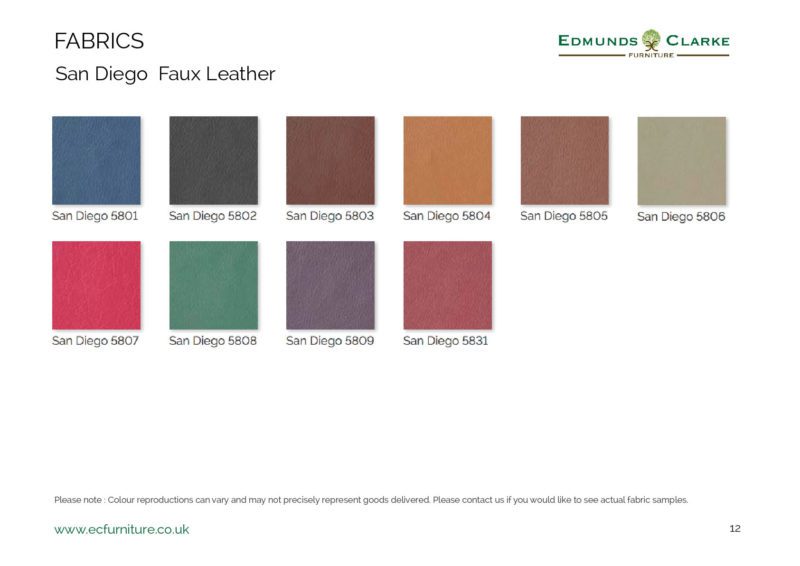 San Diego faux leather swatches for our range of Edmunds dining chairs