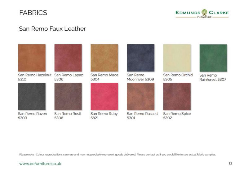 San remo faux leather swatches for our Edmunds chairs