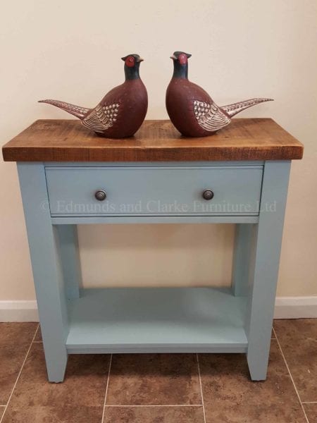 Painted one drawer console table with shelf below