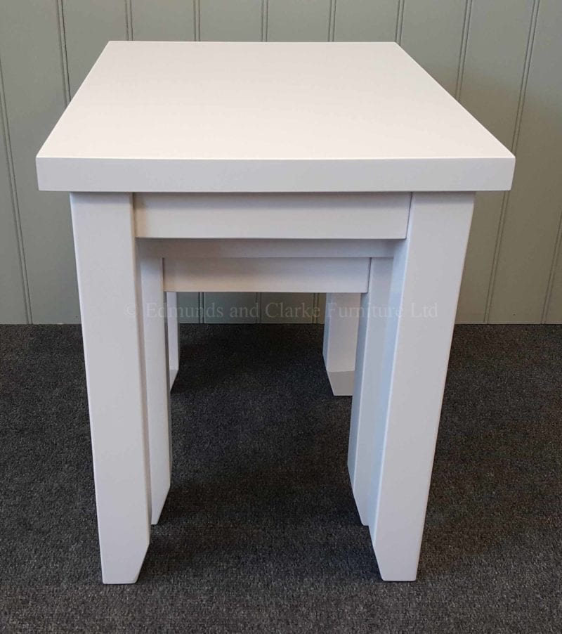 Nest of two tables painted white all over square edge design